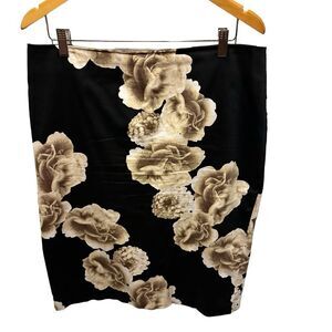 NY&C 7th Avenue Suiting Floral Pencil Skirt Womens 14 Back Zipper Slit Stretch